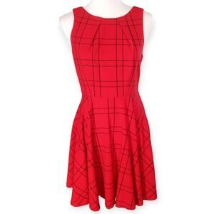 ELLE RED & BLACK DRESS SZ.4 EUC.  NO BELT.